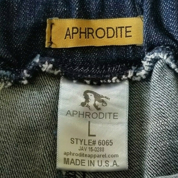 Aphrodite Sporty Dark Wash Denim Short Shorts- Drawstring Waist - Picture 7 of 8